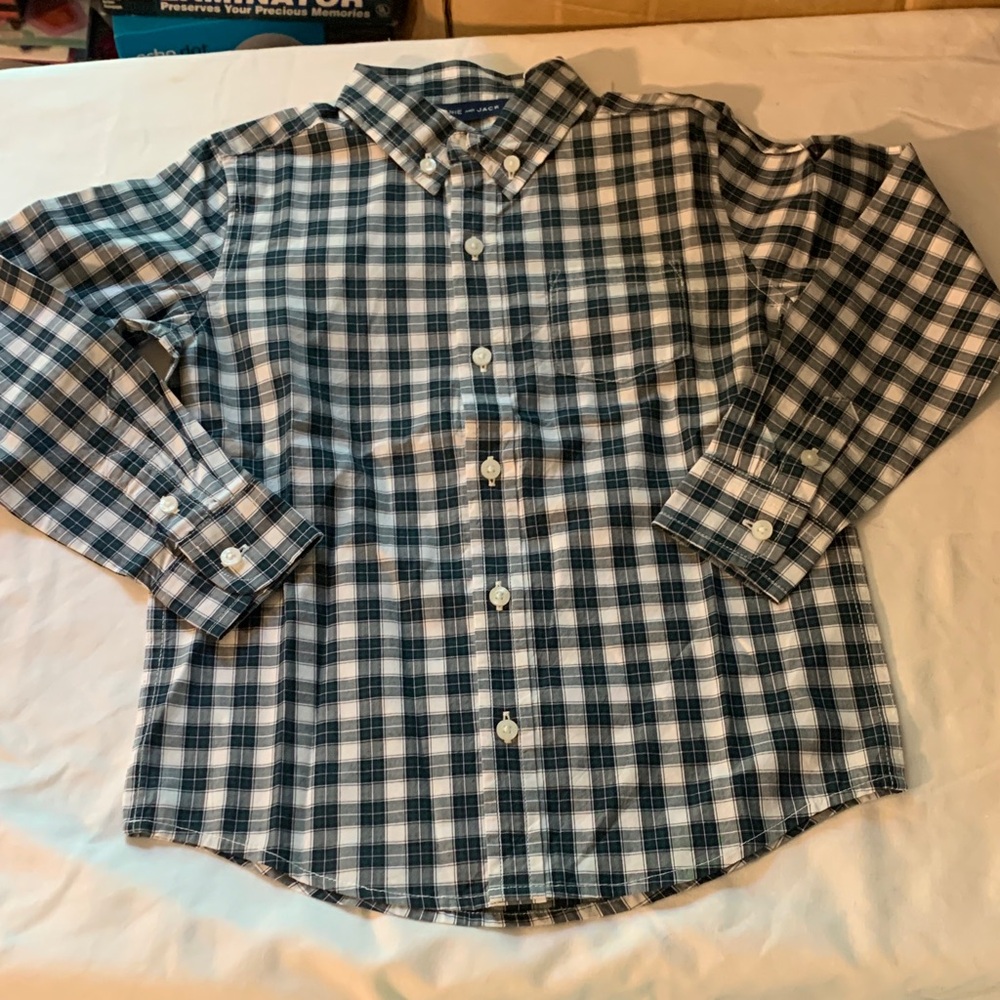 Janie and Jack Navy and White Checkered Shirt